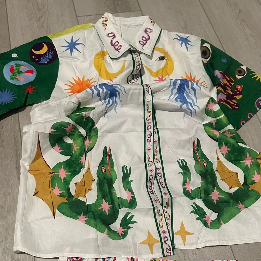 Kitson Multicolor Graphic Shirt and Shorts Set - Picture 3 of 10